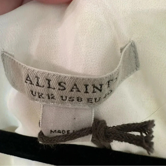 All Saints Demi Marama Dress in Citrus Yellow Short Puff Sleeve V-Neck Sz 8 NWT - Picture 6 of 9